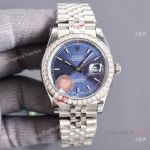 Swiss Quality Copy Rolex Datejust 41mm 904L Steel Bright blue Watch Diamonds-set